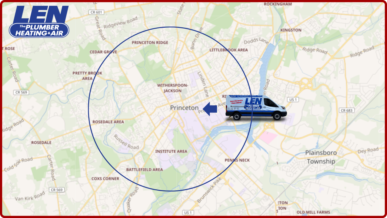Princeton plumbing service area map