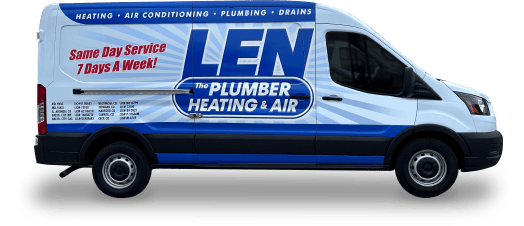 Len the Plumber commercial truck on transparent background. 