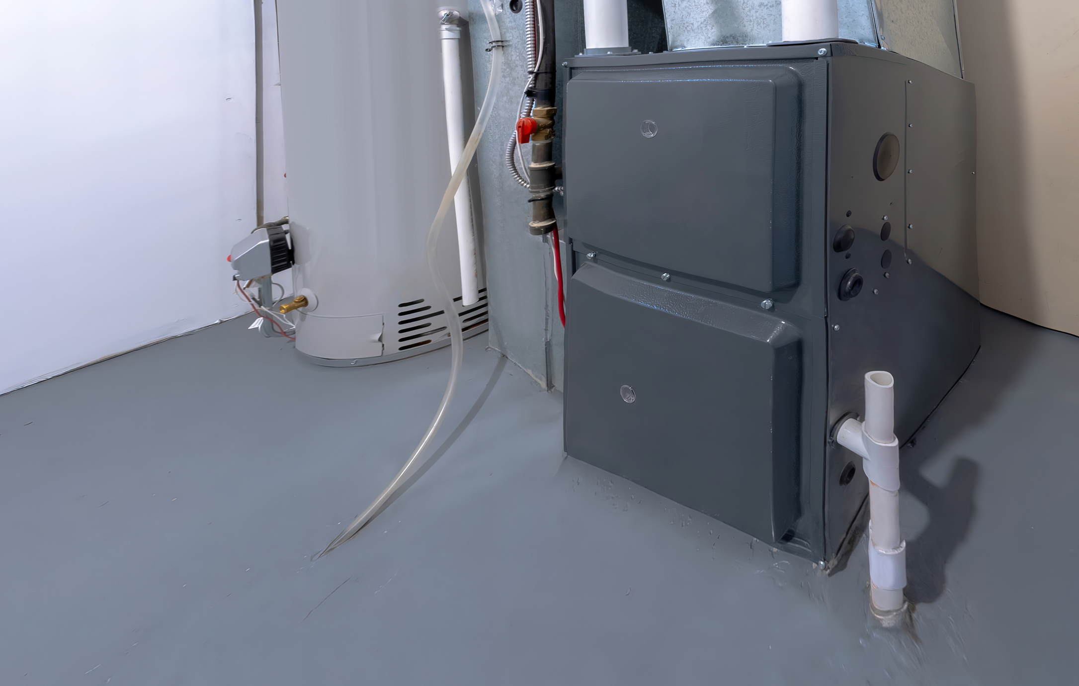 A home high efficiency furnace in a basement